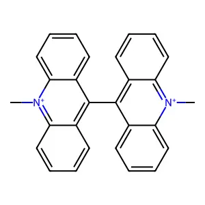 10-methyl-9-(10-methylacridin-10-ium-9-yl)acridin-10-ium structure