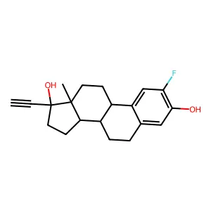 (8R,9S,13S,14S,17R)-17-ethynyl-2-fluoro-13-methyl-7,8,9,11,12,14,15,16-octahydro-6H-cyclopenta[a]phenanthrene-3,17-diol structure