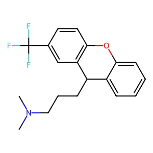 N,N-dimethyl-3-[2-(trifluoromethyl)-9H-xanthen-9-yl]propan-1-amine structure
