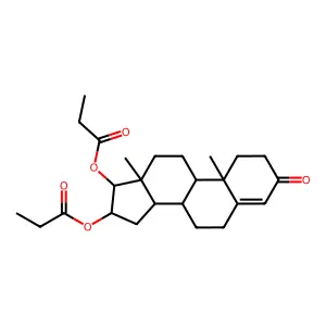 (10,13-dimethyl-3-oxo-17-propanoyloxy-1,2,6,7,8,9,11,12,14,15,16,17-dodecahydrocyclopenta[a]phenanthren-16-yl) propanoate structure