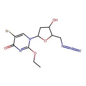 1-[(2R,4S,5R)-5-(azidomethyl)-4-hydroxyoxolan-2-yl]-5-bromo-2-ethoxypyrimidin-4-one structure