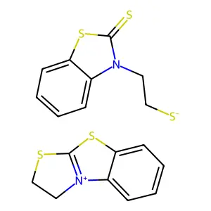 1,2-dihydro-[1,3]thiazolo[2,3-b][1,3]benzothiazol-9-ium;2-(2-sulfanylidene-1,3-benzothiazol-3-yl)ethanethiolate structure