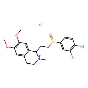 1-[2-(3,4-dichlorophenyl)sulfinylethyl]-6,7-dimethoxy-2-methyl-1,2,3,4-tetrahydroisoquinolin-2-ium chloride structure
