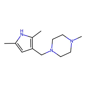 1-[(2,5-dimethyl-1H-pyrrol-3-yl)methyl]-4-methylpiperazine structure