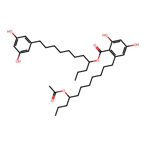 11-(3,5-dihydroxyphenyl)undecan-4-yl 2-(8-acetyloxyundecyl)-4,6-dihydroxybenzoate structure