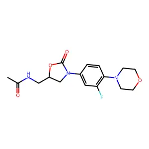 N-[[3-(3-fluoro-4-morpholin-4-ylphenyl)-2-oxo-1,3-oxazolidin-5-yl]methyl]acetamide structure