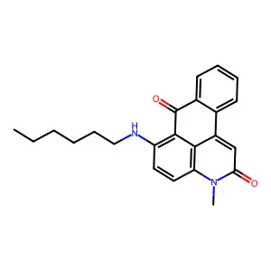 10-(hexylamino)-14-methyl-14-azatetracyclo[7.7.1.02,7.013,17]heptadeca-1(16),2,4,6,9,11,13(17)-heptaene-8,15-dione structure