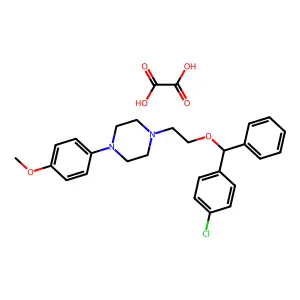 1-[2-[(4-chlorophenyl)-phenylmethoxy]ethyl]-4-(4-methoxyphenyl)piperazine;oxalic acid structure