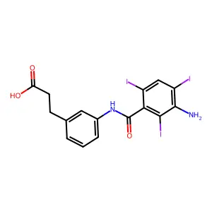 3-[3-[(3-amino-2,4,6-triiodobenzoyl)amino]phenyl]propanoic acid structure