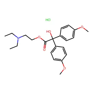 2-(diethylamino)ethyl 2-hydroxy-2,2-bis(4-methoxyphenyl)acetatehydrochloride structure