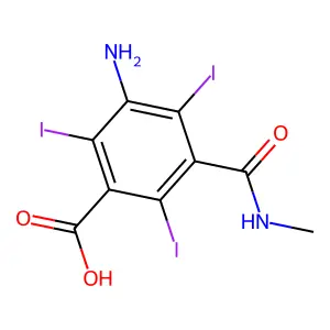 5-amino-2,4,6-triiodo-N-methylisophthalamic acid structure