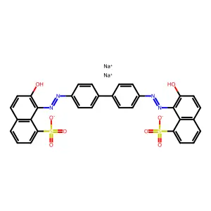 1-Naphthalenesulfonic acid, 8,8'-((1,1'-biphenyl)-4,4'-diylbis(2,1-diazenediyl))bis(7-hydroxy-, sodium salt (1:2) structure