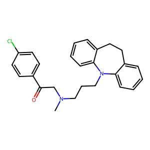 1-(4-chlorophenyl)-2-[3-(5,6-dihydrobenzo[b][1]benzazepin-11-yl)propyl-methylamino]ethanone structure