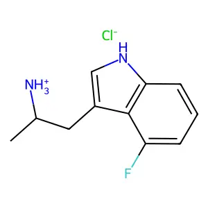 1-(4-fluoro-1H-indol-3-yl)propan-2-ylazanium chloride structure