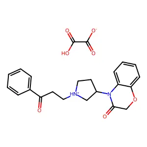 2H-1,4-Benzoxazin-3(4H)-one, 4-(1-(2-benzoylethyl)-3-pyrrolidinyl)-, oxalate (1:1) structure