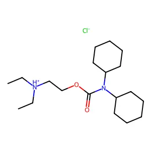 CARBAMIC ACID, DICYCLOHEXYL-, 2-(DIETHYLAMINO)ETHYL ESTER, MONOHYDROCHLORIDE structure