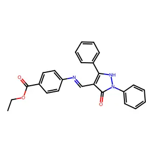 Ethyl p-((1,3-diphenyl-5-oxo-2-pyrazolin-4-ylidene)methylamino)benzoate structure