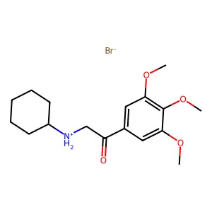 cyclohexyl-[2-oxo-2-(3,4,5-trimethoxyphenyl)ethyl]azanium bromide structure