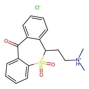 Dibenzo(b,e)thiepin-11(6H)-one, 6-(2-(dimethylamino)ethyl)-, 5,5-dioxide, hydrochloride structure