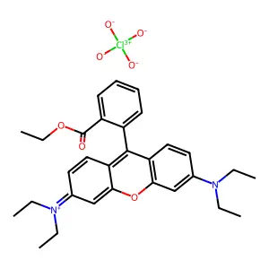 Xanthylium, 3,6-bis(diethylamino)-9-(2-(ethoxycarbonyl)phenyl)-, perchlorate structure