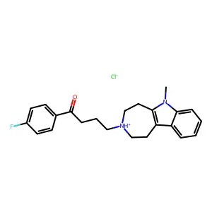 1-(4-fluorophenyl)-4-(6-methyl-2,3,4,5-tetrahydro-1H-azepino[4,5-b]indol-3-ium-3-yl)butan-1-one chloride structure