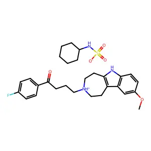 N-cyclohexylsulfamate1-(4-fluorophenyl)-4-(9-methoxy-1,2,3,4,5,6-hexahydroazepino[4,5-b]indol-3-ium-3-yl)butan-1-one structure