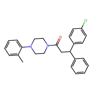3-(4-chlorophenyl)-1-[4-(2-methylphenyl)piperazin-1-yl]-3-phenylpropan-1-one structure