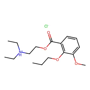 diethyl-[2-(3-methoxy-2-propoxybenzoyl)oxyethyl]azanium chloride structure