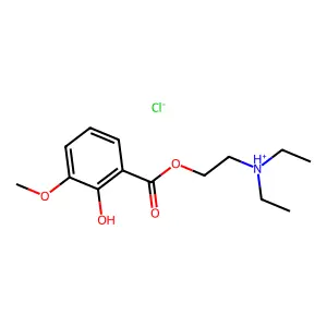 diethyl-[2-(2-hydroxy-3-methoxybenzoyl)oxyethyl]azanium chloride structure