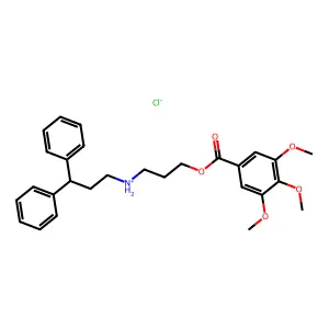 Benzoic acid, 3,4,5-trimethoxy-, 3-((3,3-diphenylpropyl)amino)propyl ester, hydrochloride structure