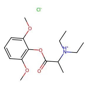 [1-(2,6-dimethoxyphenoxy)-1-oxopropan-2-yl]-diethylazanium chloride structure