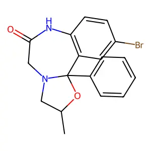 10-bromo-2-methyl-11b-phenyl-2,3,5,7-tetrahydro-[1,3]oxazolo[3,2-d][1,4]benzodiazepin-6-one structure