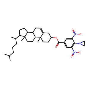[10,13-dimethyl-17-(6-methylheptan-2-yl)-2,3,4,7,8,9,11,12,14,15,16,17-dodecahydro-1H-cyclopenta[a]phenanthren-3-yl] 4-(aziridin-1-yl)-3,5-dinitrobenzoate structure