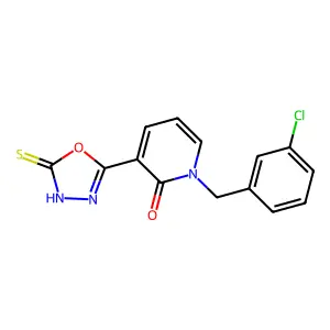 1-[(3-chlorophenyl)methyl]-3-(2-sulfanylidene-3H-1,3,4-oxadiazol-5-yl)pyridin-2-one structure