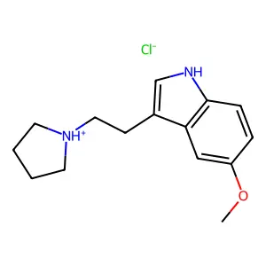 5-methoxy-3-(2-pyrrolidin-1-ium-1-ylethyl)-1H-indole chloride structure