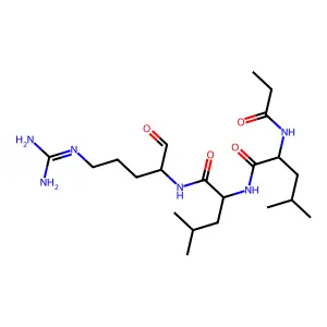 N-[1-[[5-(diaminomethylideneamino)-1-oxopentan-2-yl]amino]-4-methyl-1-oxopentan-2-yl]-4-methyl-2-(propanoylamino)pentanamide structure