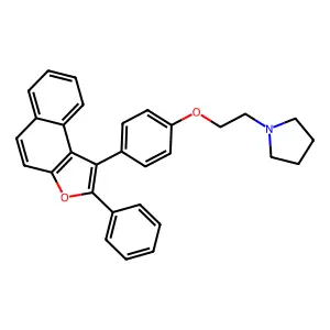 1-[2-[4-(2-phenylbenzo[e][1]benzofuran-1-yl)phenoxy]ethyl]pyrrolidine structure
