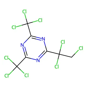 2-(1,1,2-trichloroethyl)-4,6-bis(trichloromethyl)-1,3,5-triazine structure