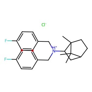 (+-)-endo-N,N-Bis(p-fluorobenzyl)-2-bornanamine hydrobromide structure