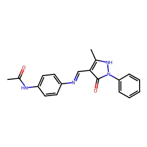 N-[4-[(5-methyl-3-oxo-2-phenyl-1H-pyrazol-4-yl)methylideneamino]phenyl]acetamide structure