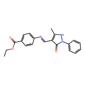 ethyl 4-[(5-methyl-3-oxo-2-phenyl-1H-pyrazol-4-yl)methylideneamino]benzoate structure