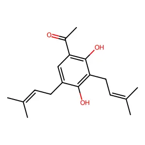 1-[2,4-dihydroxy-3,5-bis(3-methylbut-2-enyl)phenyl]ethanone structure