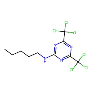 N-pentyl-4,6-bis(trichloromethyl)-1,3,5-triazin-2-amine structure