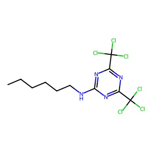 N-hexyl-4,6-bis(trichloromethyl)-1,3,5-triazin-2-amine structure