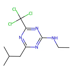 N-ethyl-4-(2-methylpropyl)-6-(trichloromethyl)-1,3,5-triazin-2-amine structure