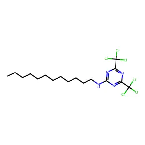 N-dodecyl-4,6-bis(trichloromethyl)-1,3,5-triazin-2-amine structure