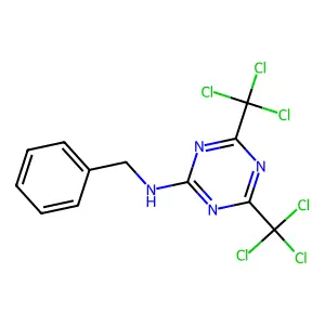 N-benzyl-4,6-bis(trichloromethyl)-1,3,5-triazin-2-amine structure