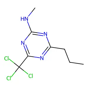 N-methyl-4-propyl-6-(trichloromethyl)-1,3,5-triazin-2-amine structure