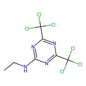 N-ethyl-4,6-bis(trichloromethyl)-1,3,5-triazin-2-amine structure