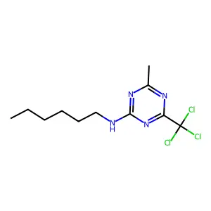 N-hexyl-4-methyl-6-(trichloromethyl)-1,3,5-triazin-2-amine structure